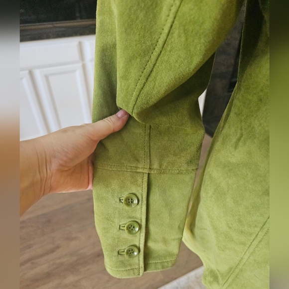 BERNARDO leather suede   green  jacket M - Picture 8 of 13